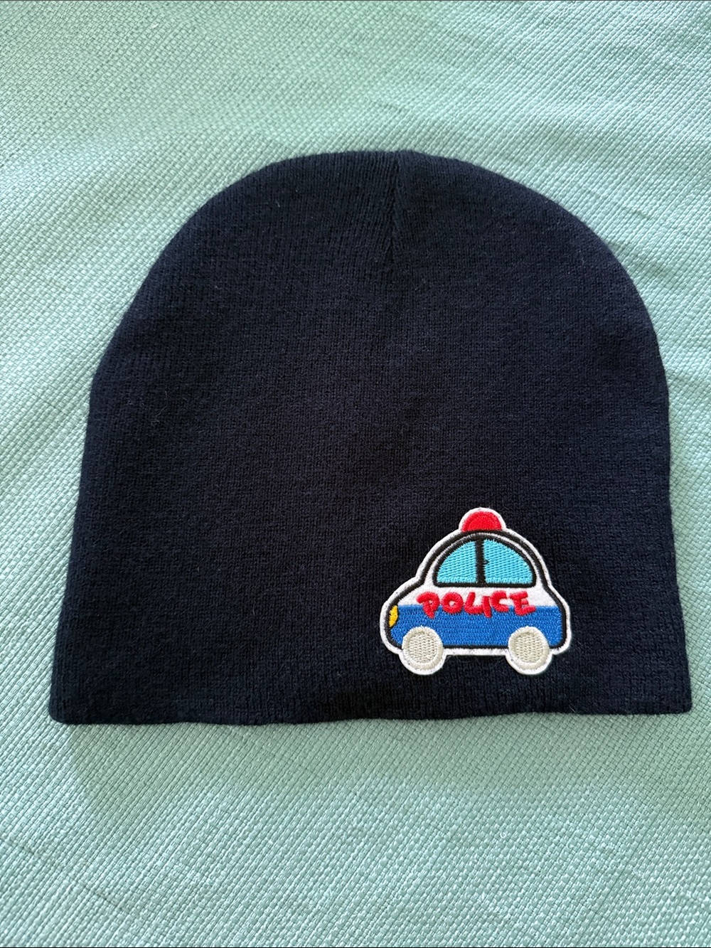 Men’s Beanie Hat with Police Car Patch